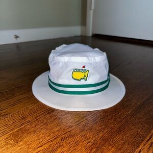 Masters Bucket Hat Size Large- White Green- Flat Brim - American Needle